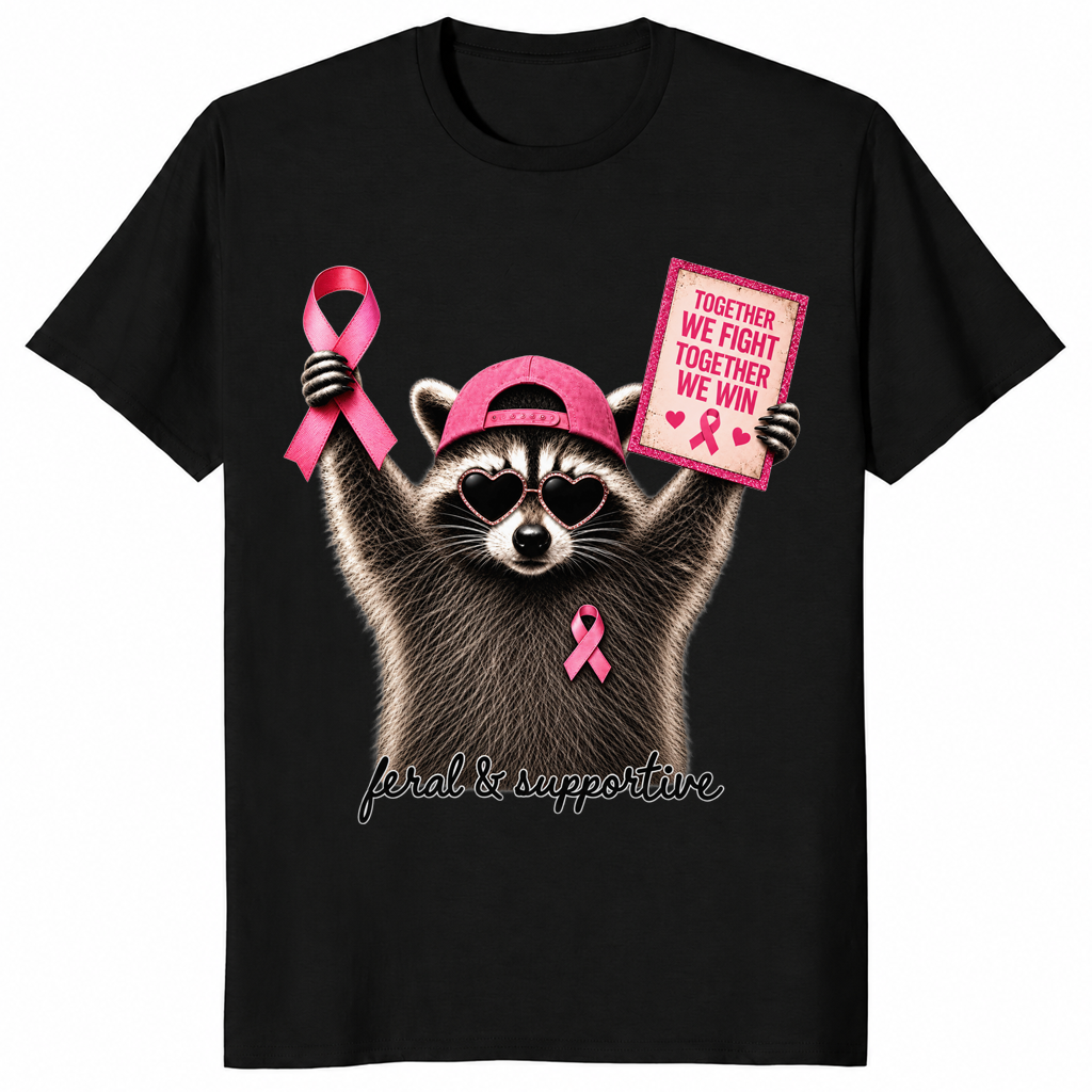 Breast cancer raccoon shirt in Black
