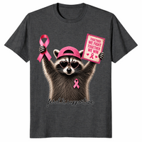 Breast cancer raccoon shirt in Dark Heather Grey