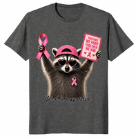 Breast cancer raccoon shirt in Dark Heather