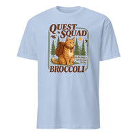 Broccoli Cat Shirt with Quest Squad theme in light blue, Cuccico Dragon Rider Tee