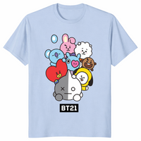 Light blue bt21 character shirt front print