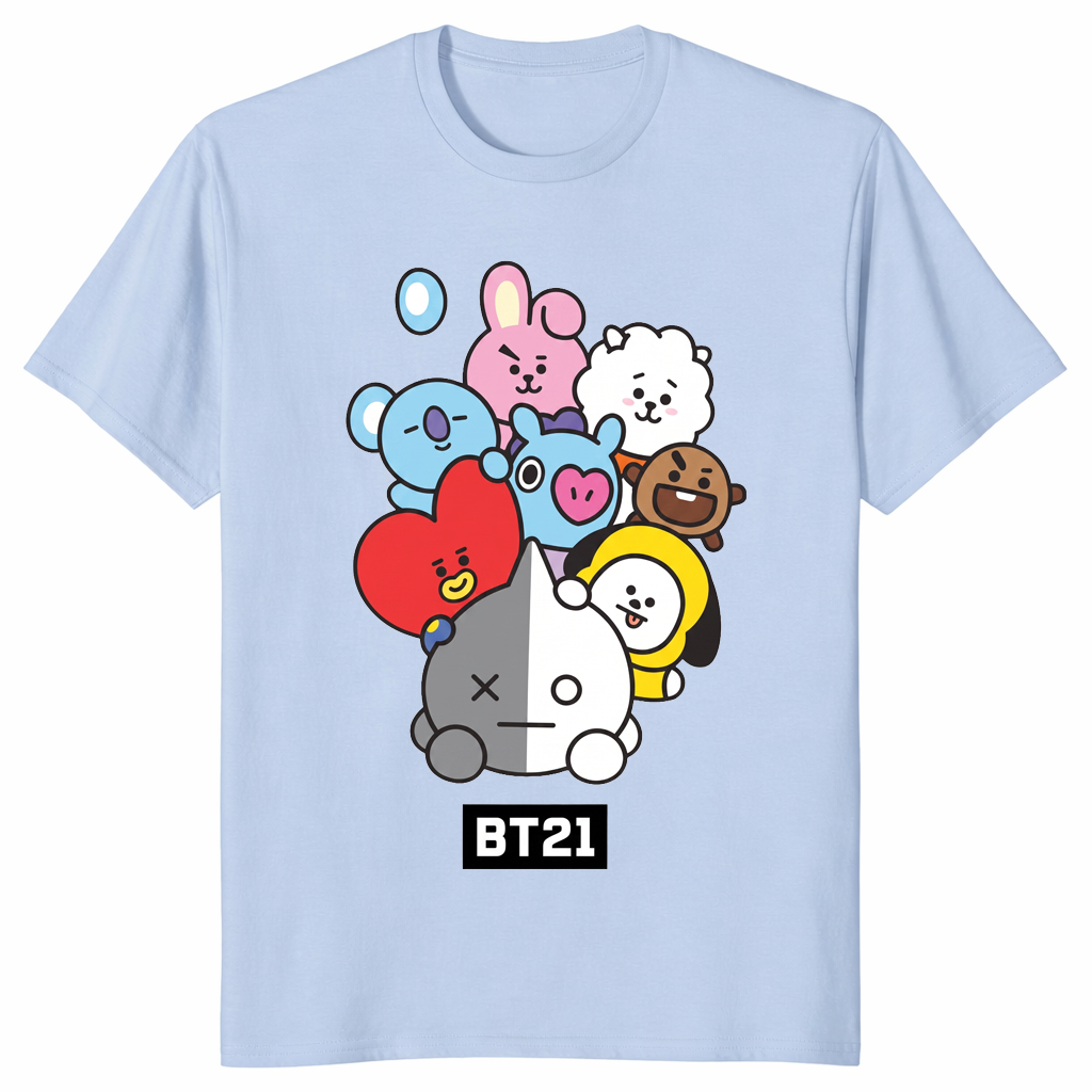 Light blue bt21 character shirt front print