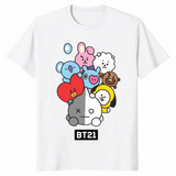 White bt21 character shirt front print