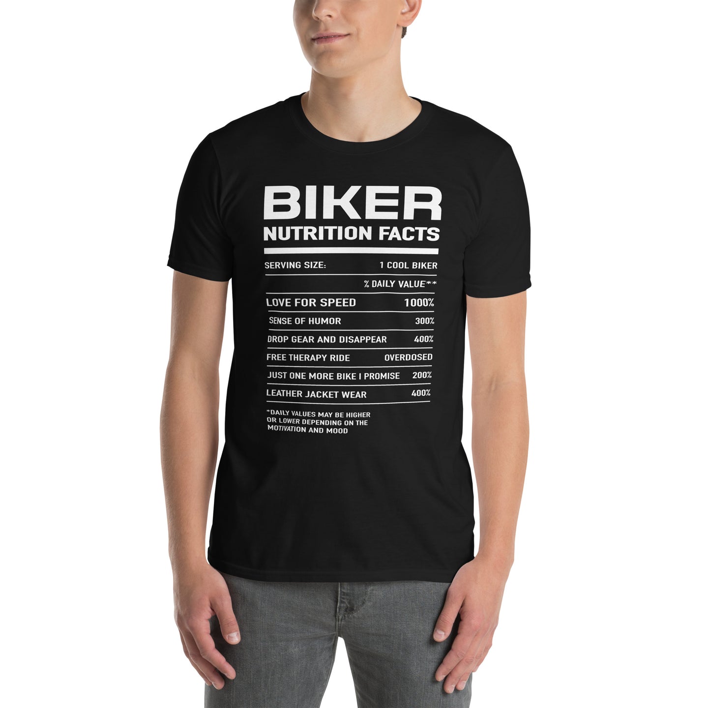 Funny Biker Shirt: Biker Nutrition Facts T-Shirt - Cuccico Design