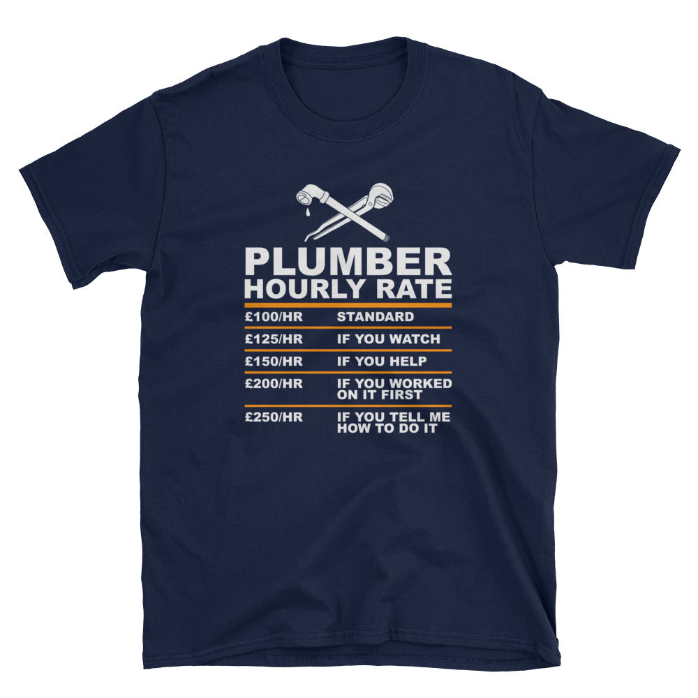 Funny Plumber T-Shirt - 'Hourly Rate' Humor Gift - Cuccico Design