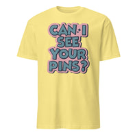 Can I See Your Pins Shirt in Cornsilk yellow by Cuccico – Enamel Pin Collector Shirt