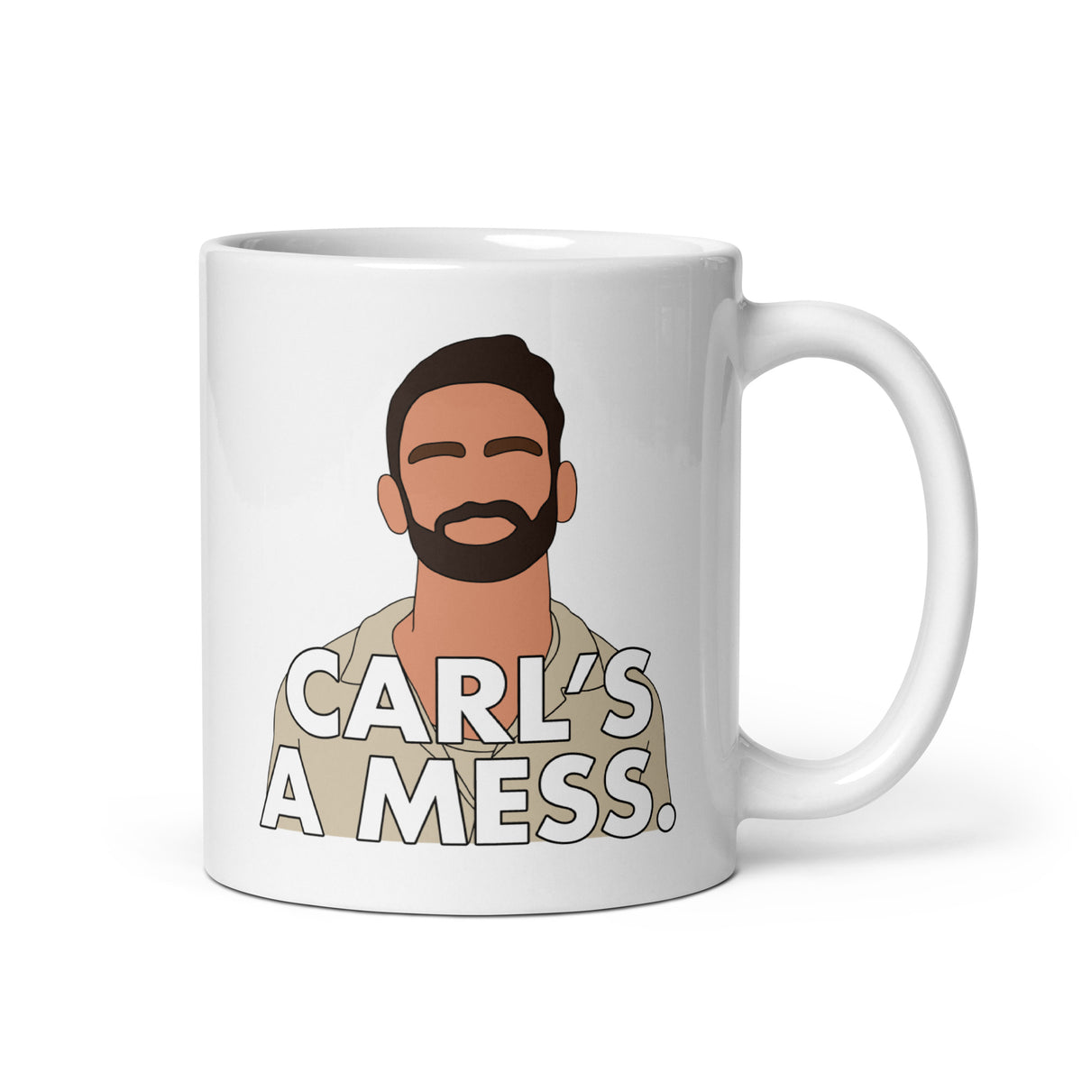 Carl’s A Mess mug with illustrated Carl Radke inspired Summer House design
