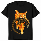 Cat carrying alien shirt in Black