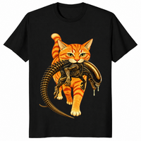 Cat carrying alien shirt in Black