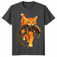 Cat carrying alien shirt in Dark Heather Grey