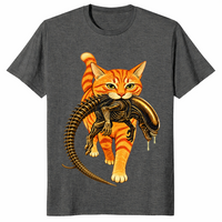 Cat carrying alien shirt in Dark Heather
