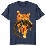 Cat carrying alien shirt in Heather Navy