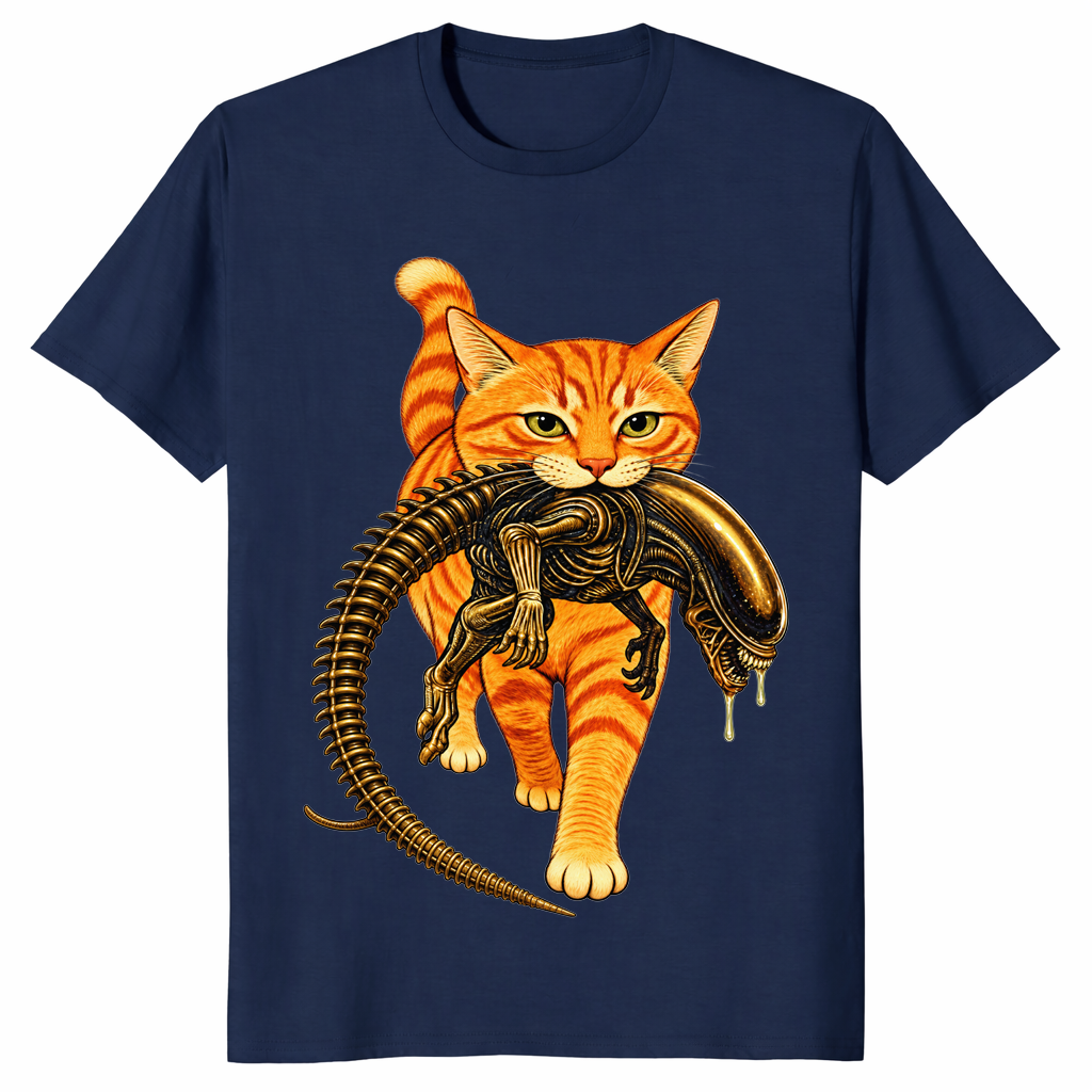 Cat carrying alien shirt in Navy