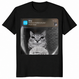 Cat motion meme shirt in black unisex cotton tee