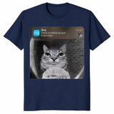 Cat motion meme shirt in navy unisex cotton tee