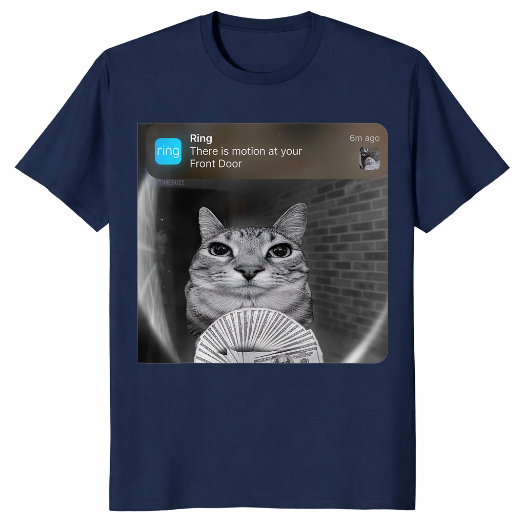 Cat motion meme shirt in navy unisex cotton tee
