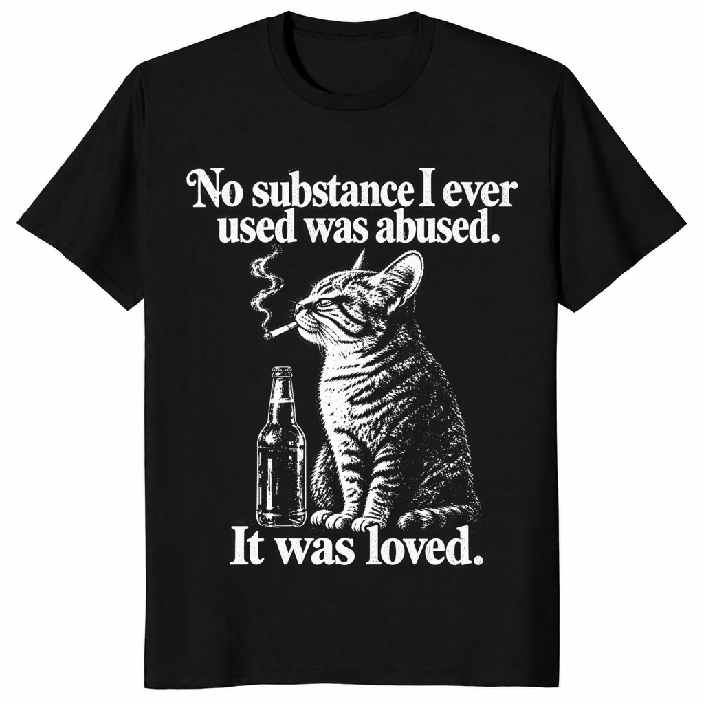 Cat smoking shirt in black