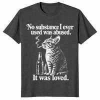 Cat smoking shirt in dark heather grey