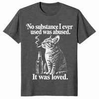 Cat smoking shirt in dark heather
