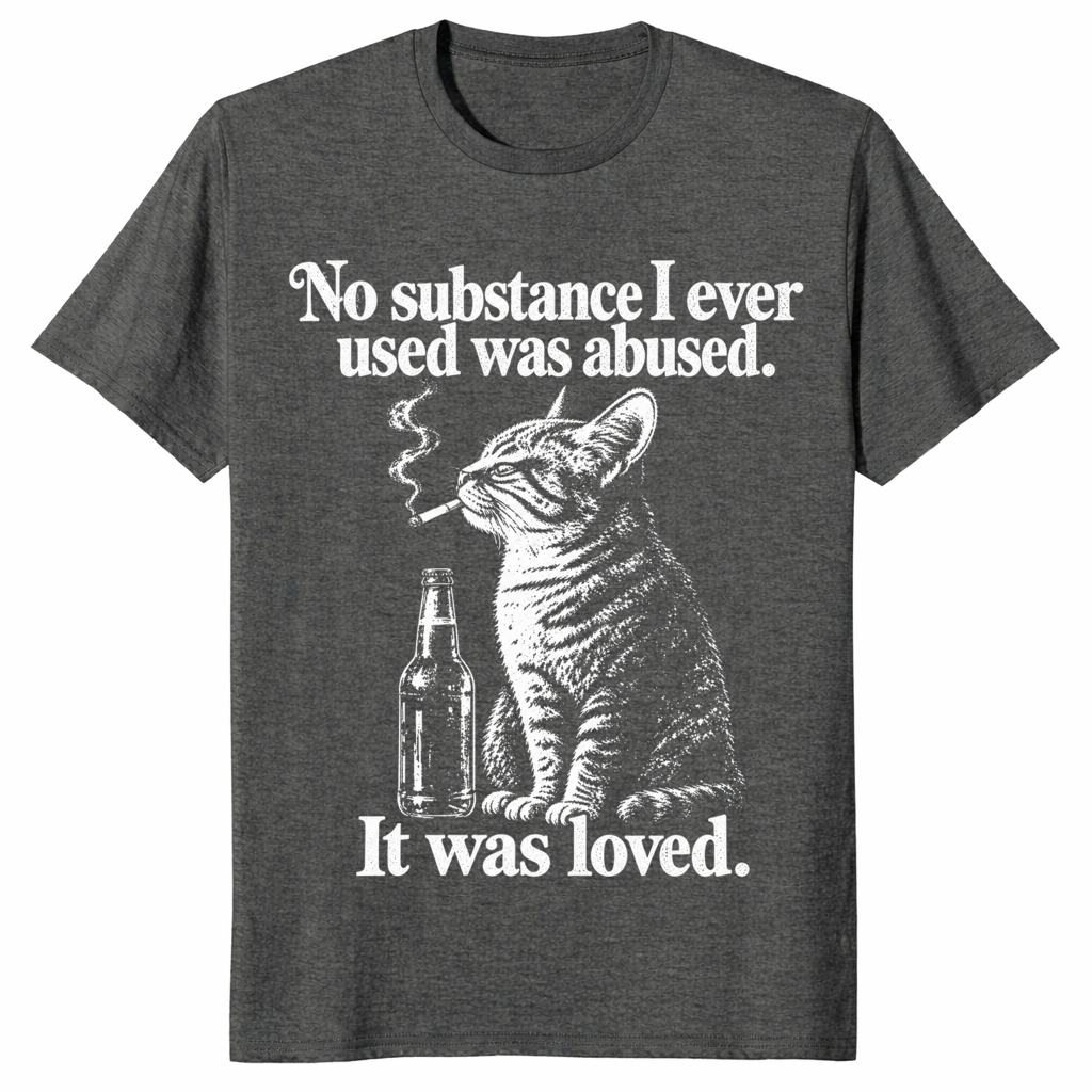 Cat smoking shirt in dark heather