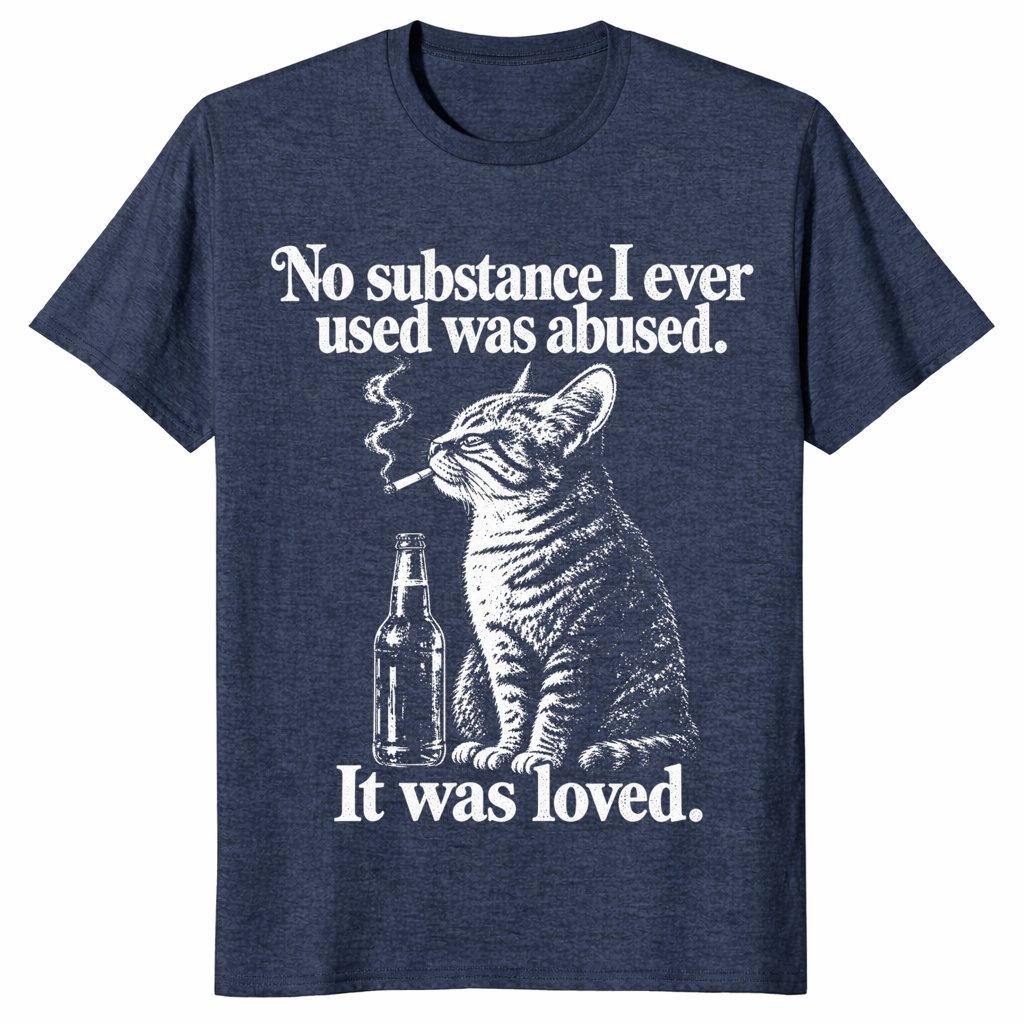 Cat smoking shirt in heather navy