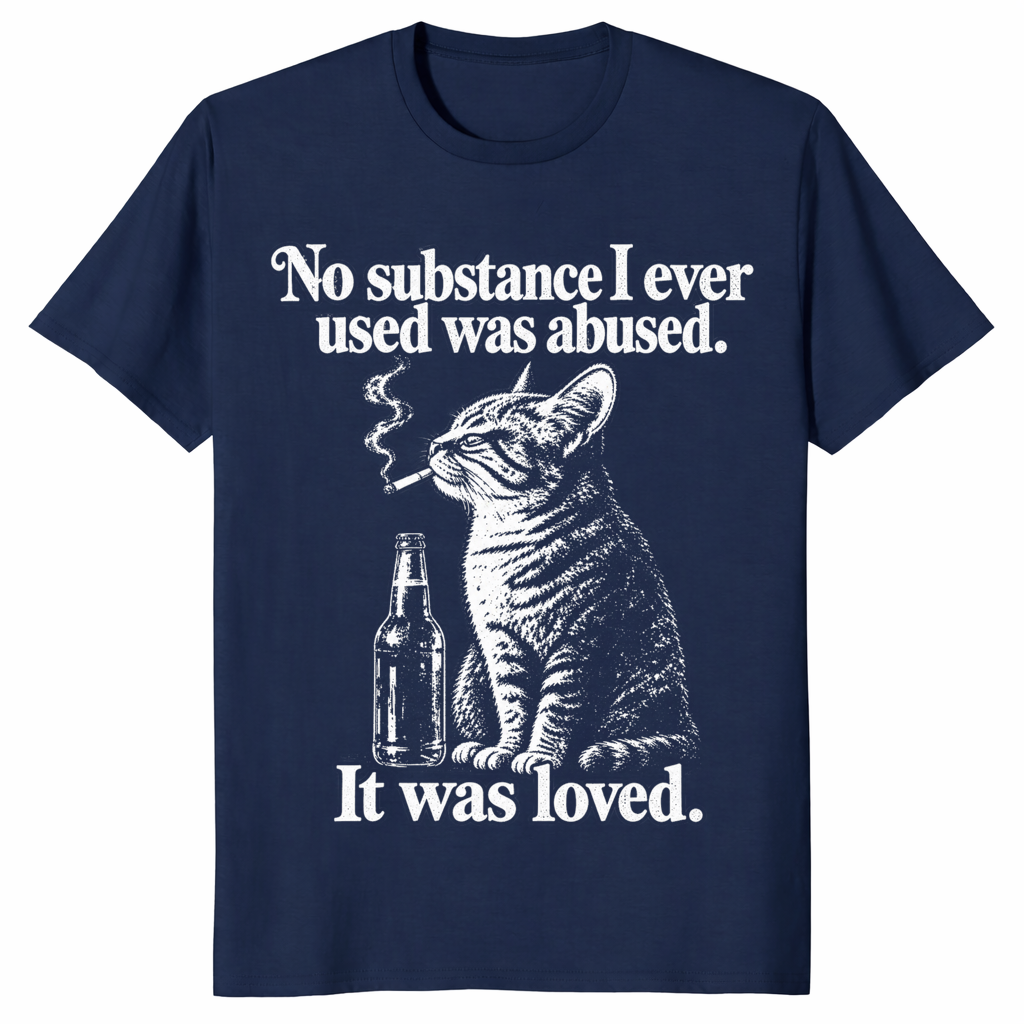 Cat smoking shirt in navy
