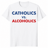 Catholics vs alcoholics shirt in white
