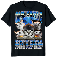 Gaslighting Isn't Real You're Just Crazy Shirt | Cat Meme | Bootleg Tummy Ache - Cuccico