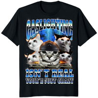 Gaslighting Isn't Real You're Just Crazy Shirt | Cat Meme | Bootleg Tummy Ache - Cuccico