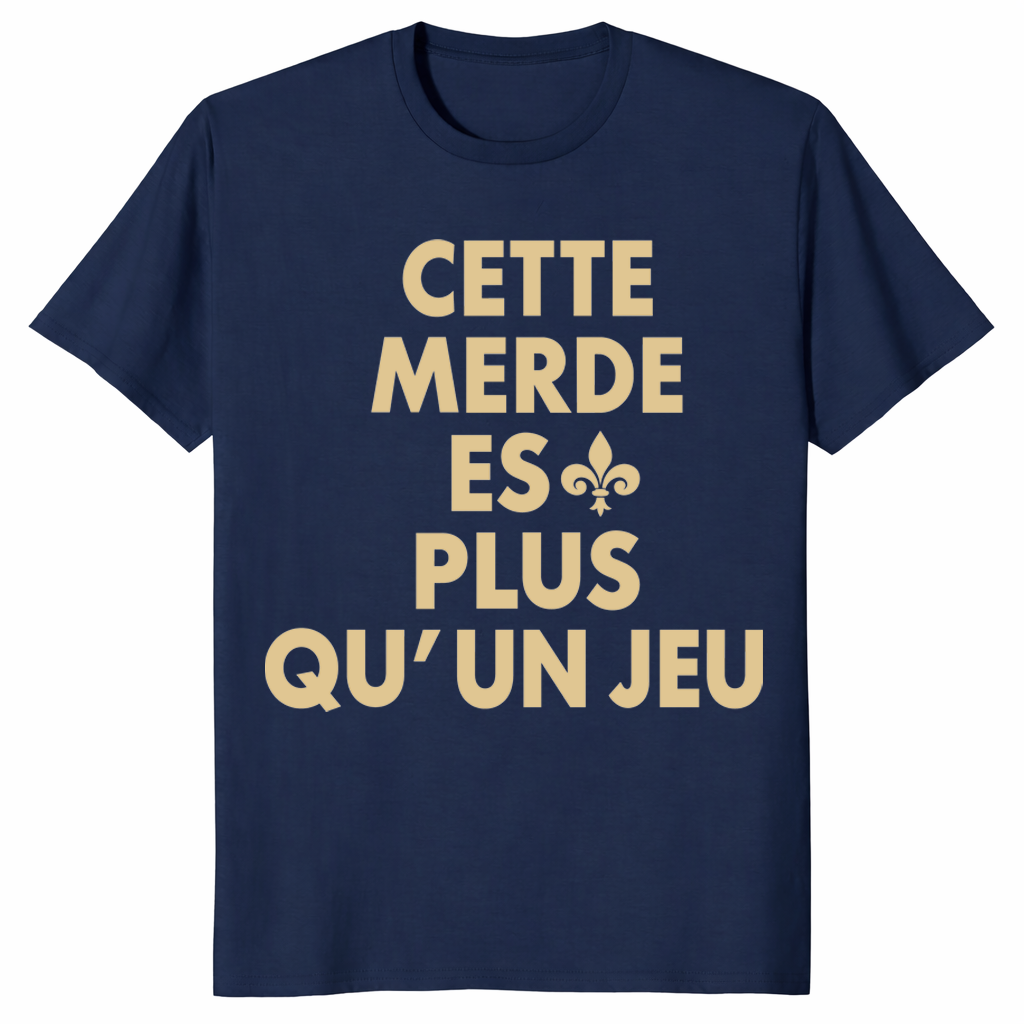 Saints Paris game shirt in navy with Cette Merde Est Plus Qu'un Jeu