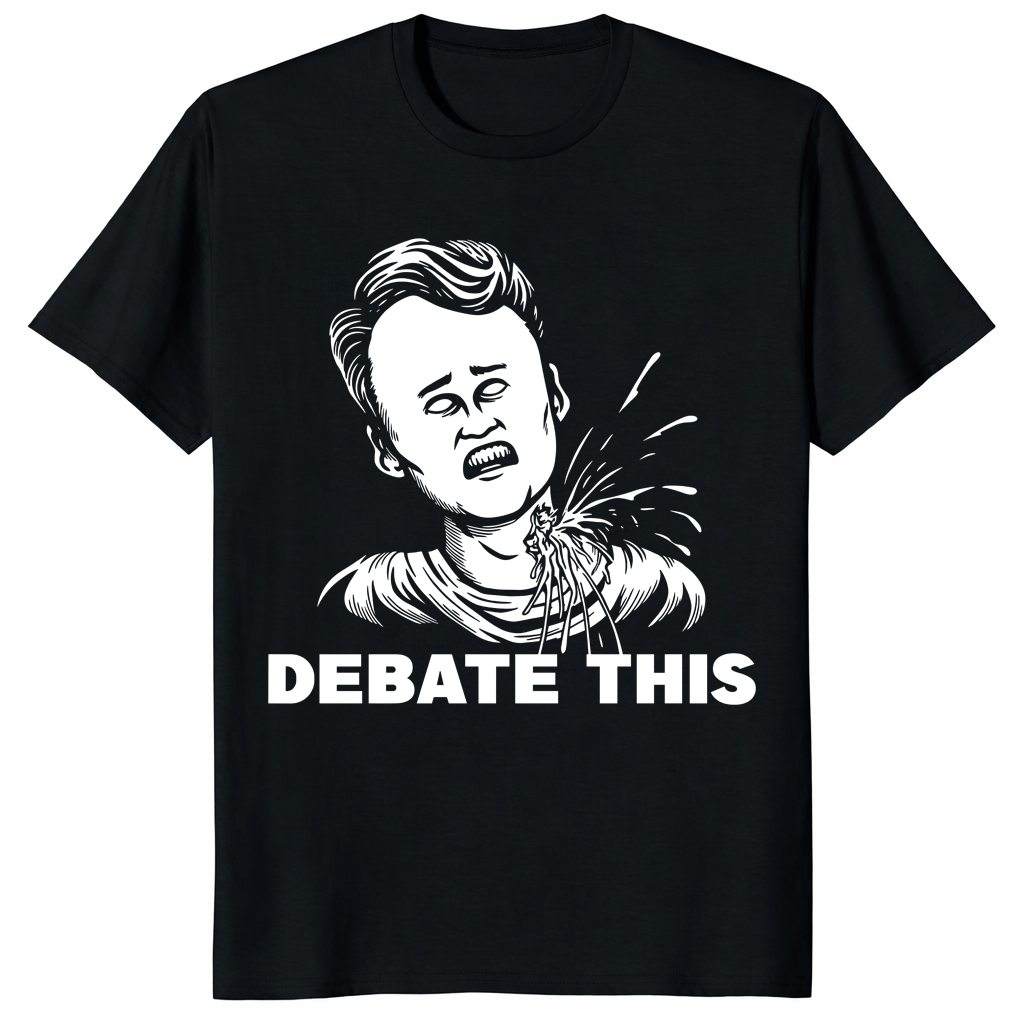 Charlie Kirk debate this shirt black front conservative political statement tee