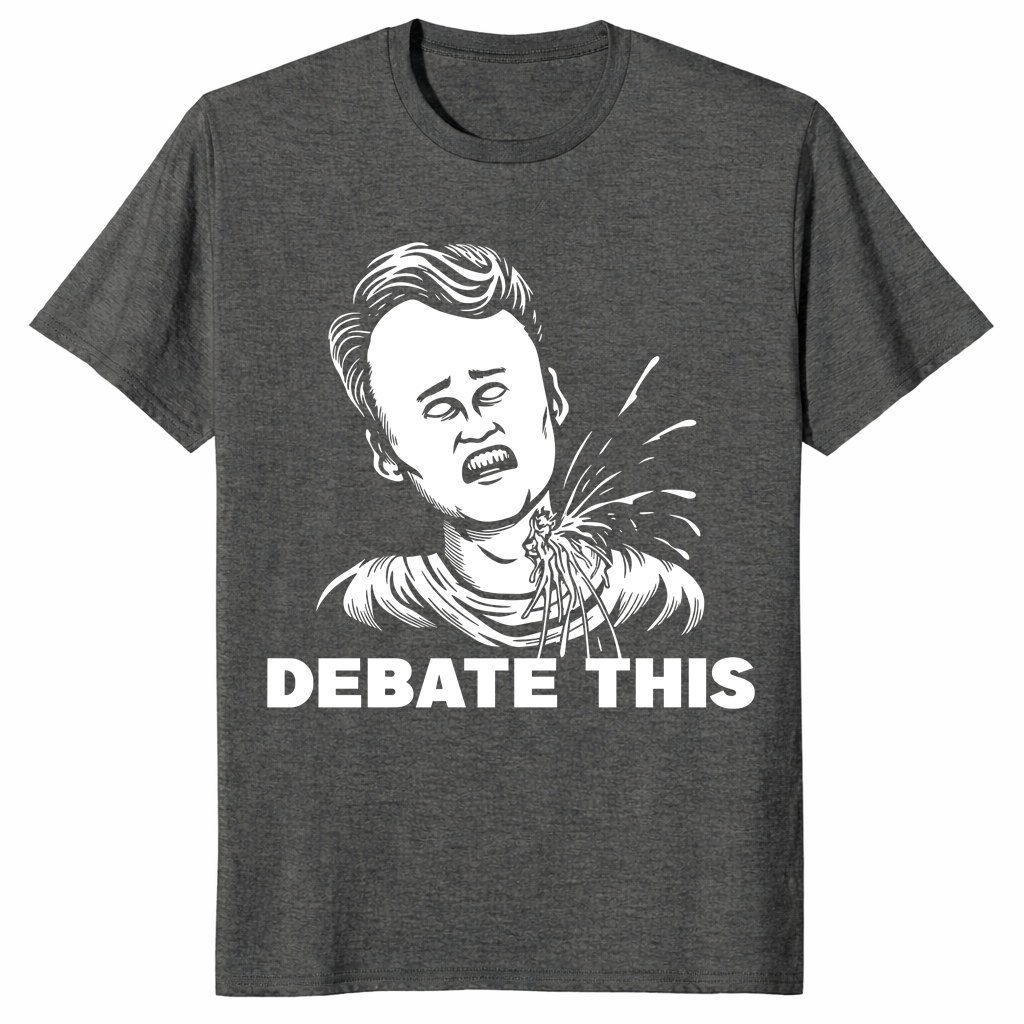 Dark heather Charlie Kirk debate this shirt political statement tee
