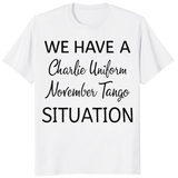 Charlie Uniform November Tango funny NATO phonetic alphabet tee by Cuccico