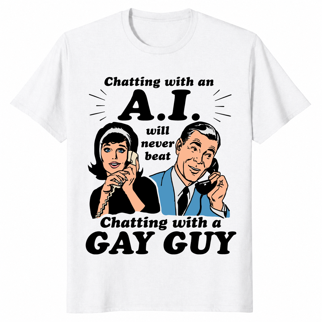 Chatting with an ai shirt white