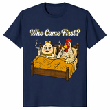 Chicken Or Egg Shirt featuring funny adult humor cartoon chicken and egg graphic