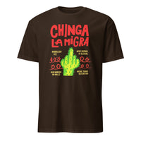 Chinga La Migra Abolish ICE No Human Is Illegal shirt in dark chocolate brown by Cuccico