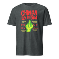 Chinga La Migra Abolish ICE No Human Is Illegal shirt in dark heather grey by Cuccico
