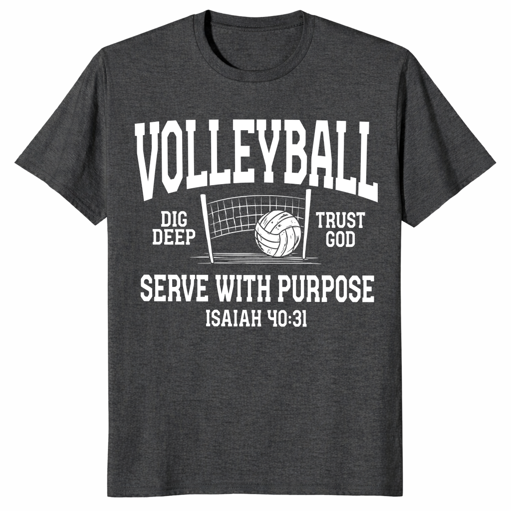 Christian volleyball shirt dark heather grey