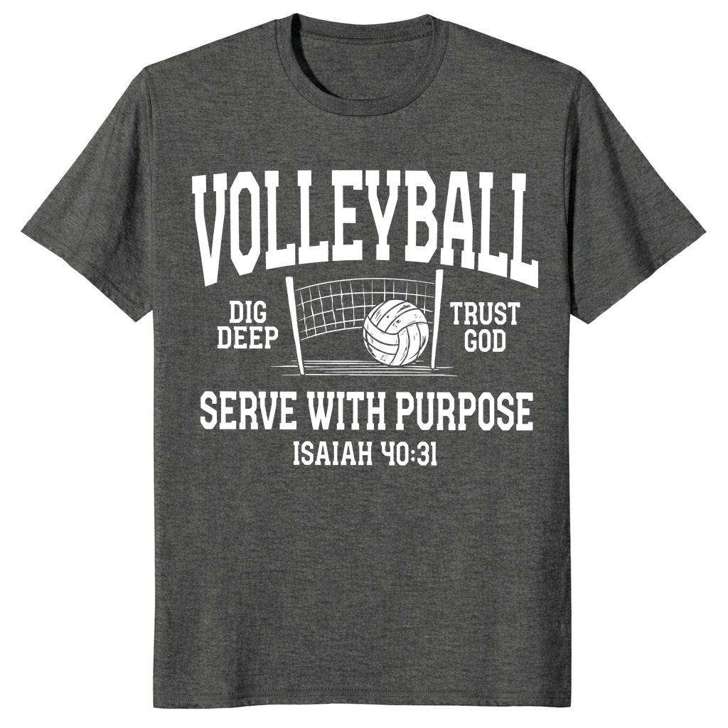 Christian volleyball shirt dark heather
