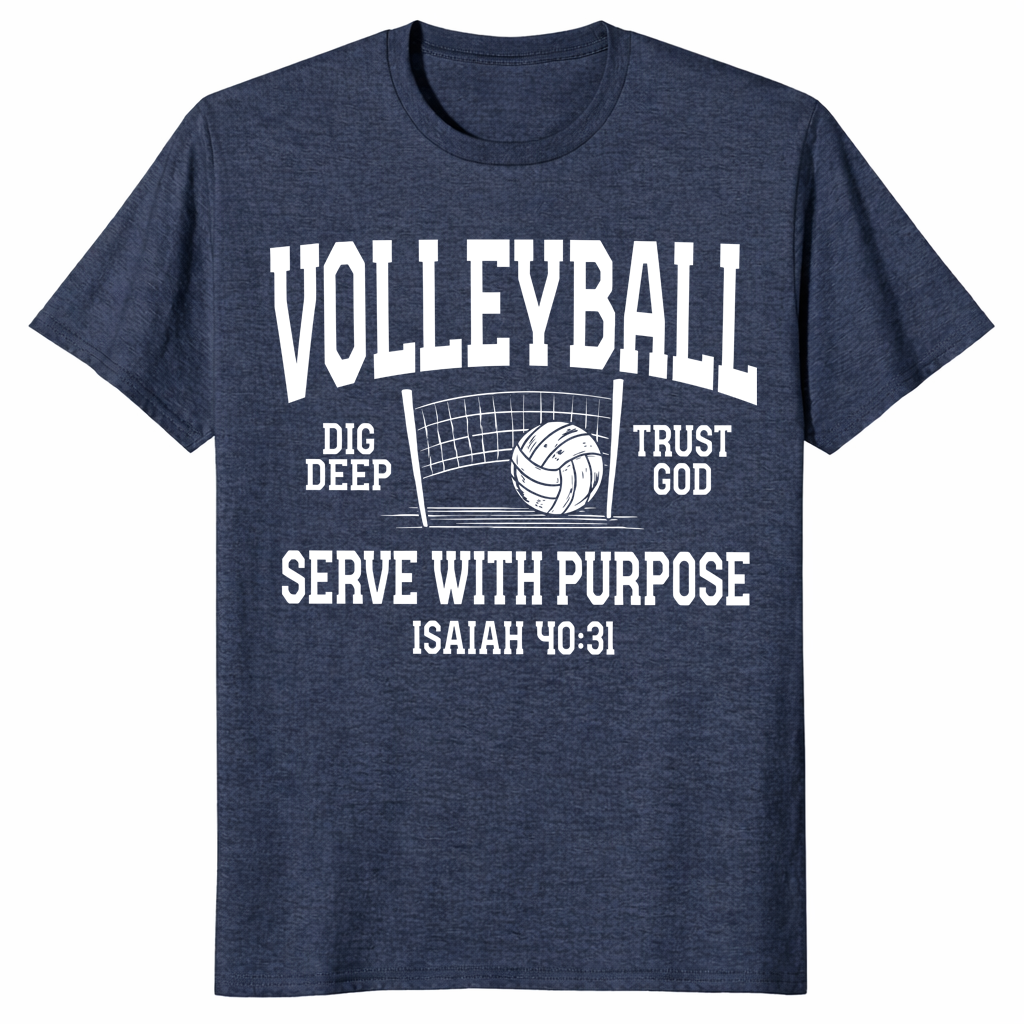 Christian volleyball shirt heather navy