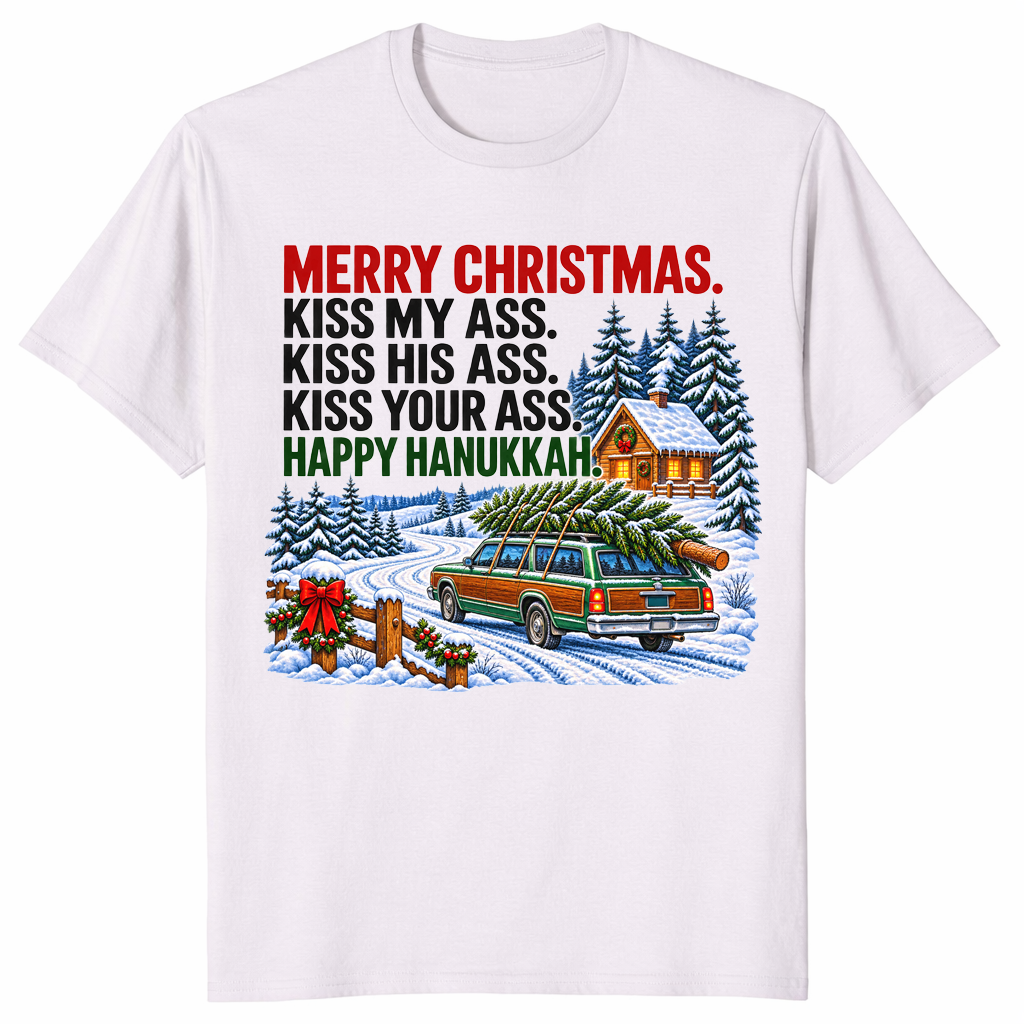 Christmas Hanukkah shirt in ice grey