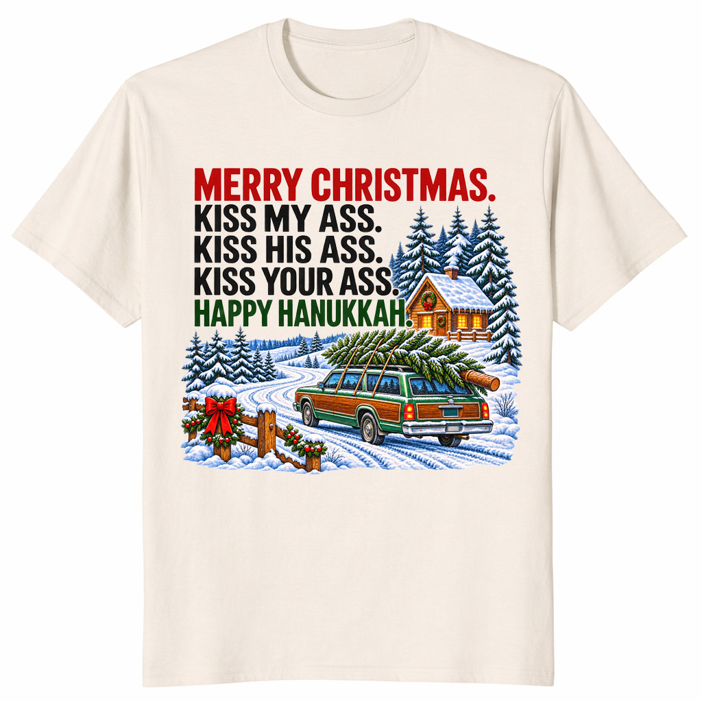 Christmas Hanukkah shirt in natural