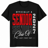 Class of 2027 senior shirt in black, last first day design
