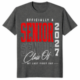 Class of 2027 senior shirt in dark heather, last first day design