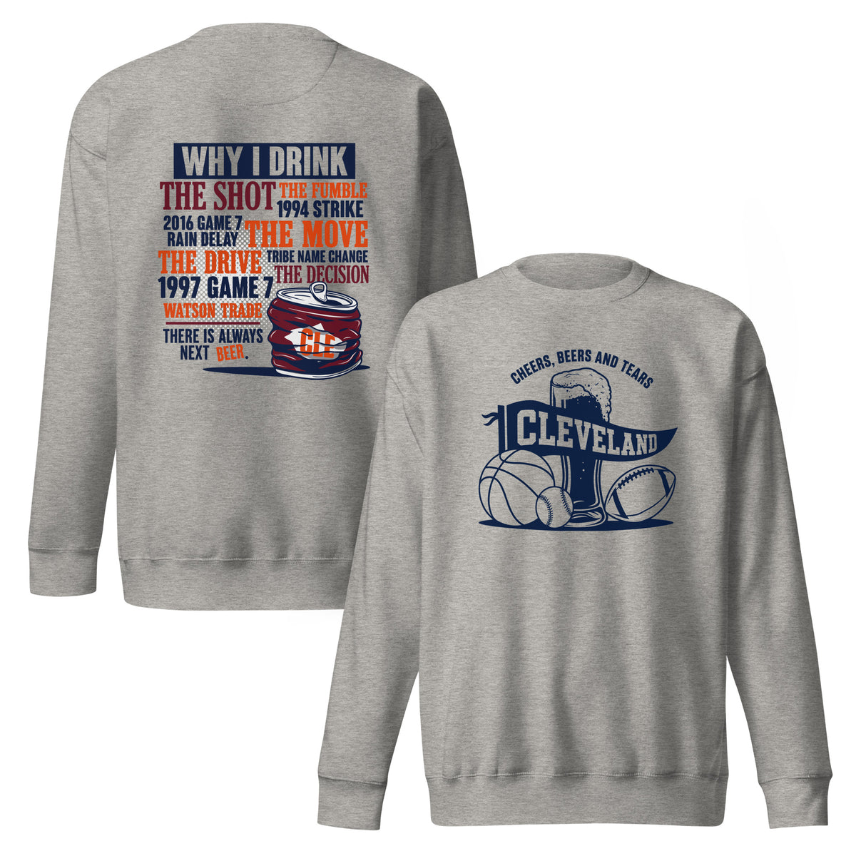 Cleveland baseball drought sweatshirt carbon grey