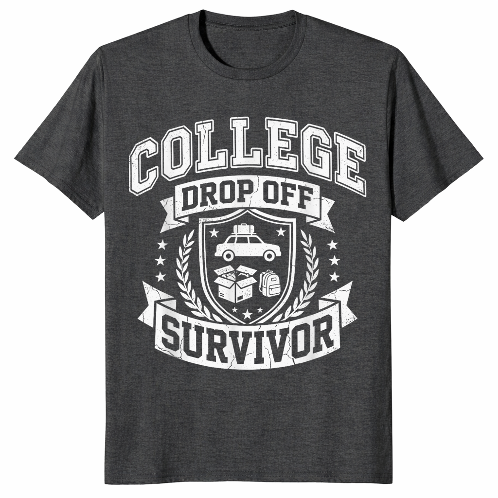 College drop off survivor shirt in dark heather grey