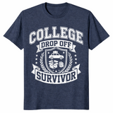 College drop off survivor shirt in heather navy