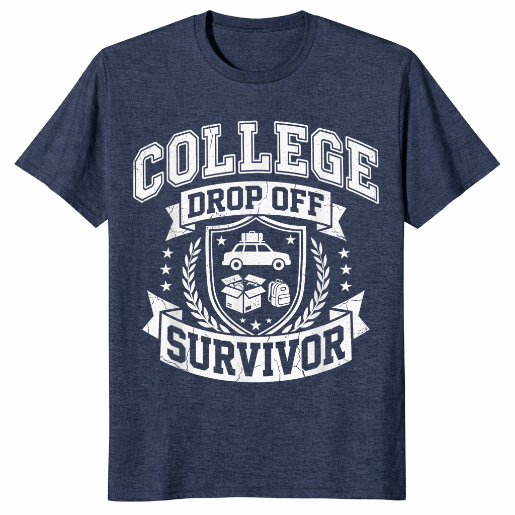 College drop off survivor shirt in heather navy