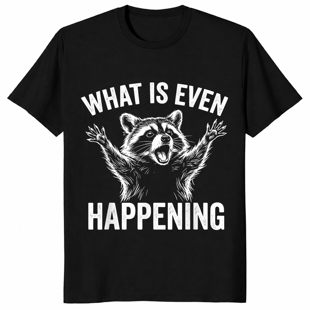 Confused sarcastic raccoon shirt black