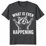 Confused sarcastic raccoon shirt dark heather grey